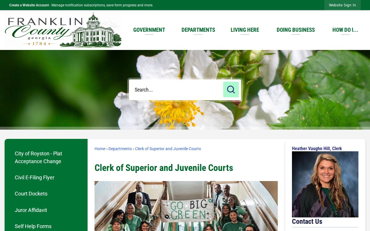 Franklin County Clerk of Superior and Juvenile Courts criminal records duties