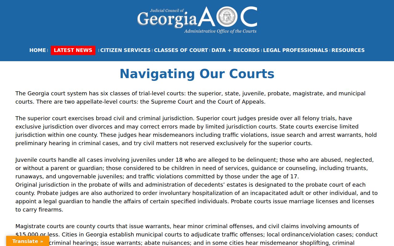 Georgia courts used for a Franklin County warrant search