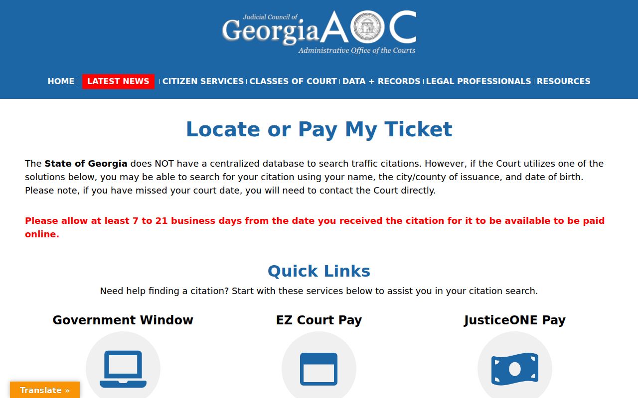 No centralized traffic database notice for Franklin County warrant checks