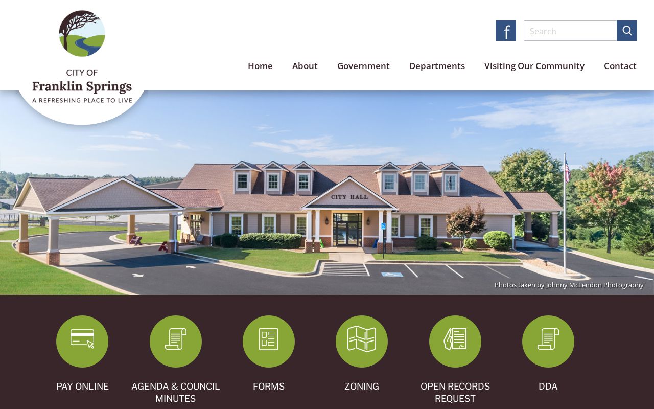 Official Franklin Springs website with city service navigation