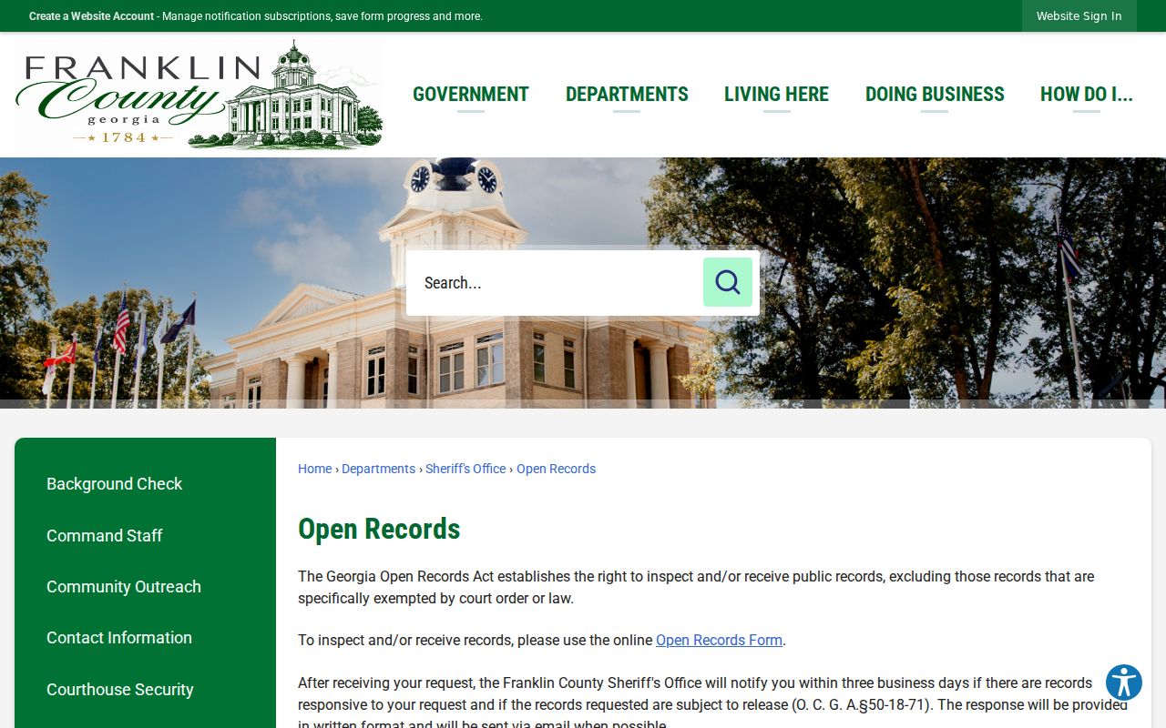 Franklin County Sheriff open-records instructions